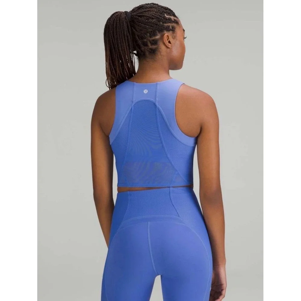 Lululemon Women's Mesh Panelled Training Shelf Tank Top Blue Sz 6
